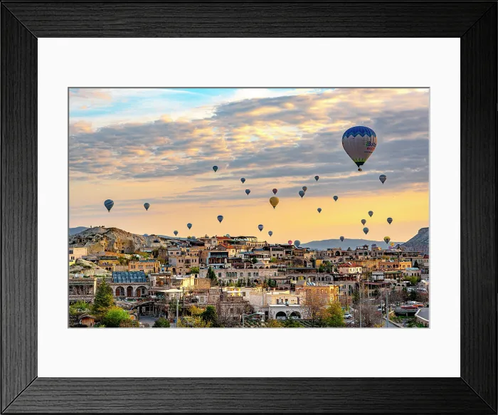 Framed Print : Hot air balloons over the village of Goreme, Goreme National Park, Cappadocia, Central Anatolia, Turkey Framed Print : Hot air balloons over the village of Goreme, Goreme National Park, Cappadocia, Central Anatolia, Turkey