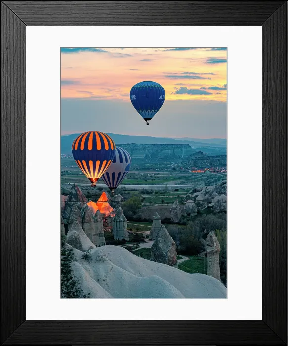 Framed Print : Illuminated hot air balloons at sunrise, Love Valley, Goreme National Park, Cappadocia, Central Anatolia, Turkey Framed Print : Illuminated hot air balloons at sunrise, Love Valley, Goreme National Park, Cappadocia, Central Anatolia, Turkey