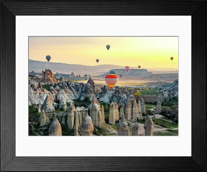 Framed Print : Hot air balloons over fairy chimneys, Love Valley, Goreme National Park, Cappadocia, Central Anatolia, Turkey Framed Print : Hot air balloons over fairy chimneys, Love Valley, Goreme National Park, Cappadocia, Central Anatolia, Turkey