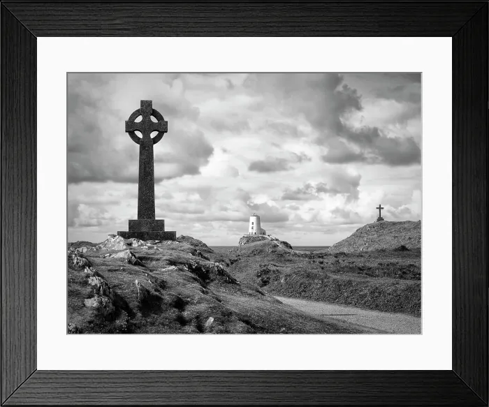 Framed Print : Celtic cross, Twr Mawr lighthouse and a cross on Llanddwyn Island in Anglesey, Wales Framed Print : Celtic cross, Twr Mawr lighthouse and a cross on Llanddwyn Island in Anglesey, Wales