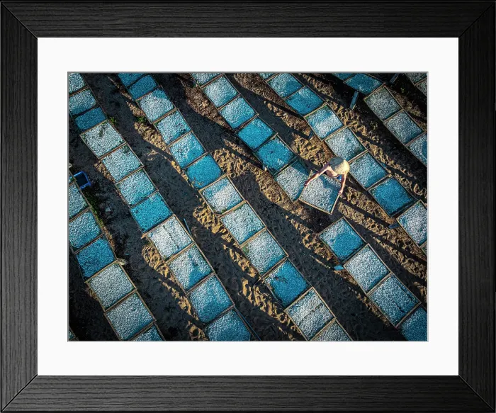 Framed Print : Aerial view of anchovy racks patterns on the beach, Tuy An, Phu Yen Province, Vietnam Framed Print : Aerial view of anchovy racks patterns on the beach, Tuy An, Phu Yen Province, Vietnam