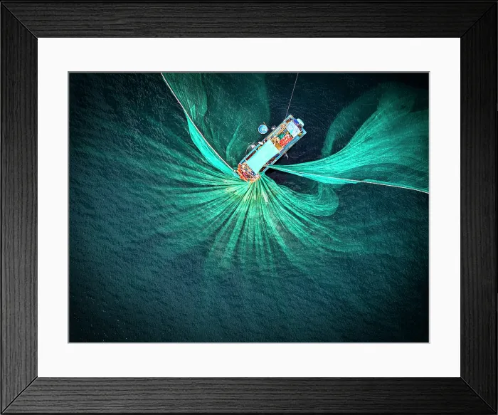 Framed Print : Trawler catching anchovies with nets, Tuy An, Phu Yen Province, Vietnam