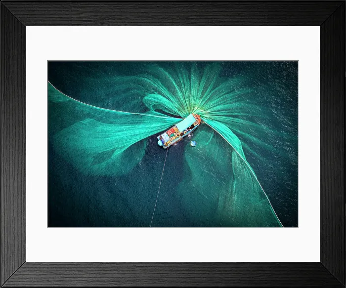 Framed Print : Drone view of anchovy fishing boat with nets, Tuy An, Phu Yen Province, Vietnam Framed Print : Drone view of anchovy fishing boat with nets, Tuy An, Phu Yen Province, Vietnam