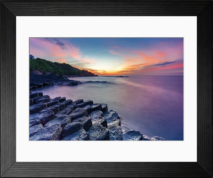 Framed Print : Sunrise over the volcanic rock formations of Ghenh Da Dia bassalt rocks, Phu Yen, Vietnam Framed Print : Sunrise over the volcanic rock formations of Ghenh Da Dia bassalt rocks, Phu Yen, Vietnam