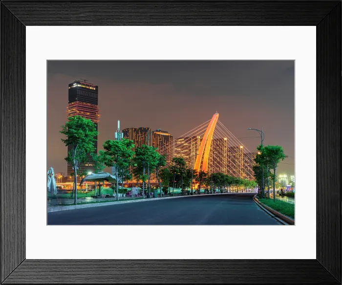 Framed Print : Ba Son Bridge with skyscrapers at night, Ho Chi Minh City (Saigon), Vietnam Framed Print : Ba Son Bridge with skyscrapers at night, Ho Chi Minh City (Saigon), Vietnam