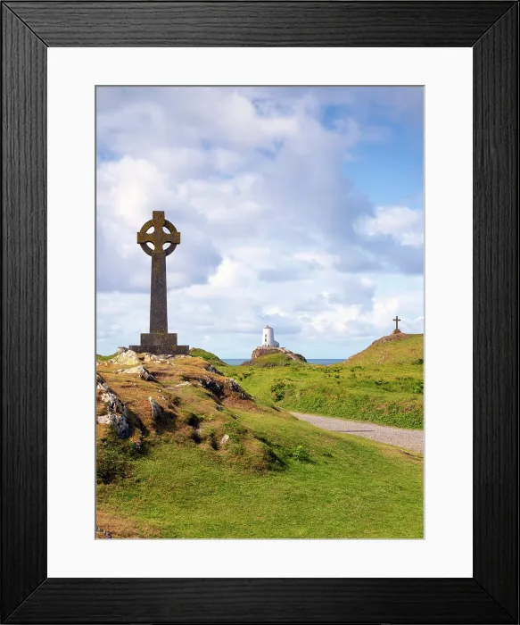 Framed Print : Celtic cross, Twr Mawr lighthouse and a cross on Llanddwyn Island in Anglesey, Wales Framed Print : Celtic cross, Twr Mawr lighthouse and a cross on Llanddwyn Island in Anglesey, Wales