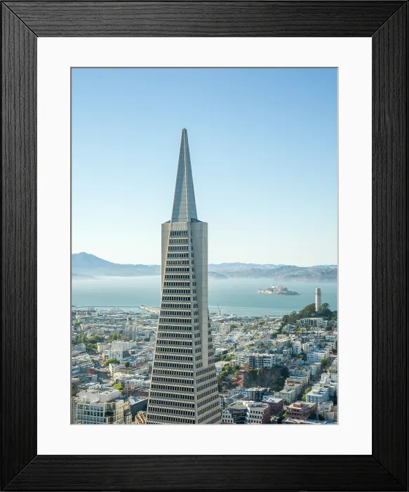 Framed Print : Bay Area and Downtown San Francisco with Transamerica Building, Alcatraz and Coit Tower to the Right, San Francisco, California, USA Framed Print : Bay Area and Downtown San Francisco with Transamerica Building, Alcatraz and Coit Tower to the Right, San Francisco, California, USA
