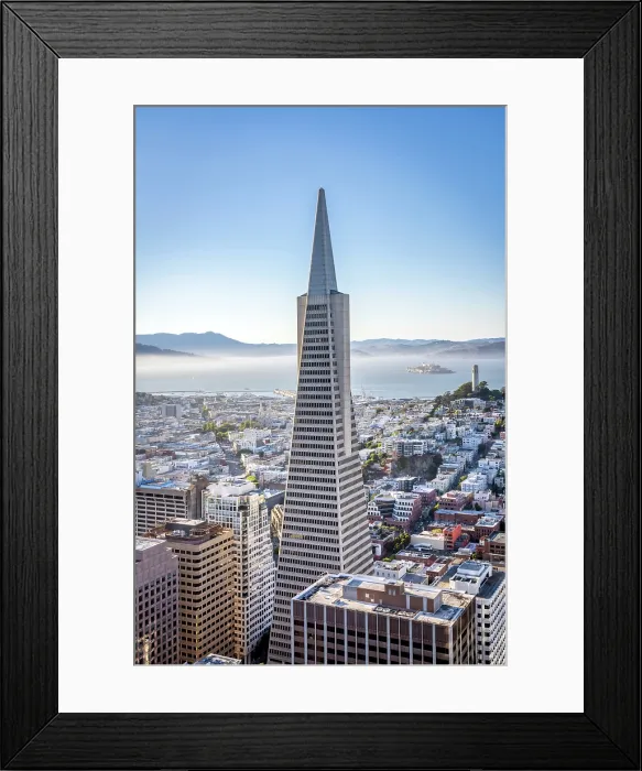 Framed Print : Bay Area and Downtown San Francisco with Transamerica Building, Alcatraz and Coit Tower to the Right, San Francisco, California, USA Framed Print : Bay Area and Downtown San Francisco with Transamerica Building, Alcatraz and Coit Tower to the Right, San Francisco, California, USA