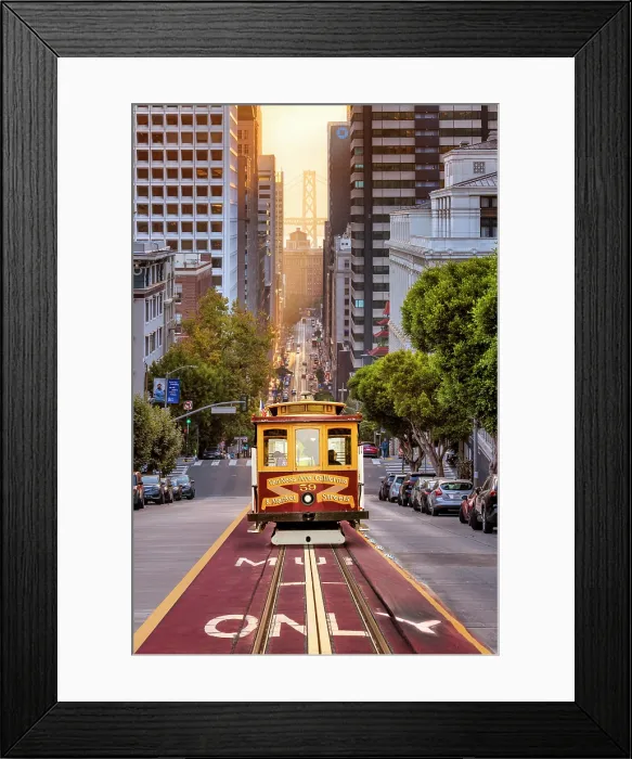 Framed Print : California Street View and Cable Car Downtown Skyline, San Francisco, California, USA