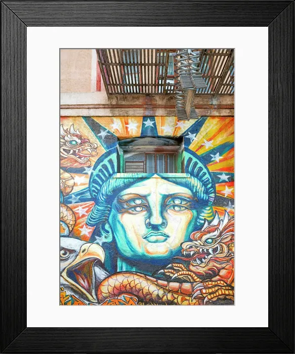 Framed Print : Streets of China Town, Political Graffiti, San Francisco, California, USA Framed Print : Streets of China Town, Political Graffiti, San Francisco, California, USA