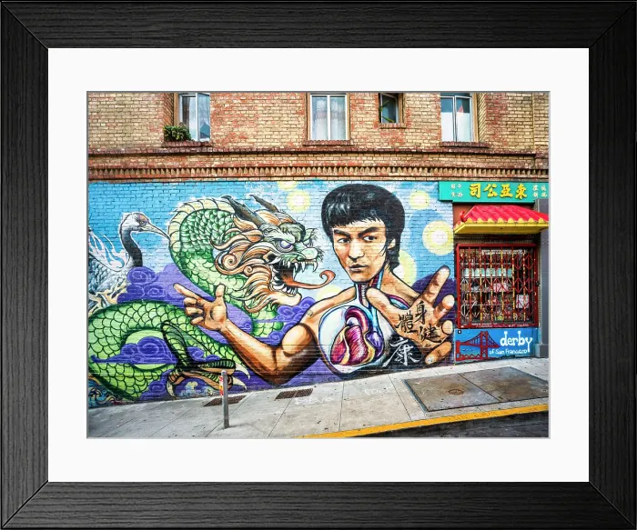 Framed Print : Bruce Lee mural, China Town, San Francisco, California, USA Framed Print : Bruce Lee mural, China Town, San Francisco, California, USA