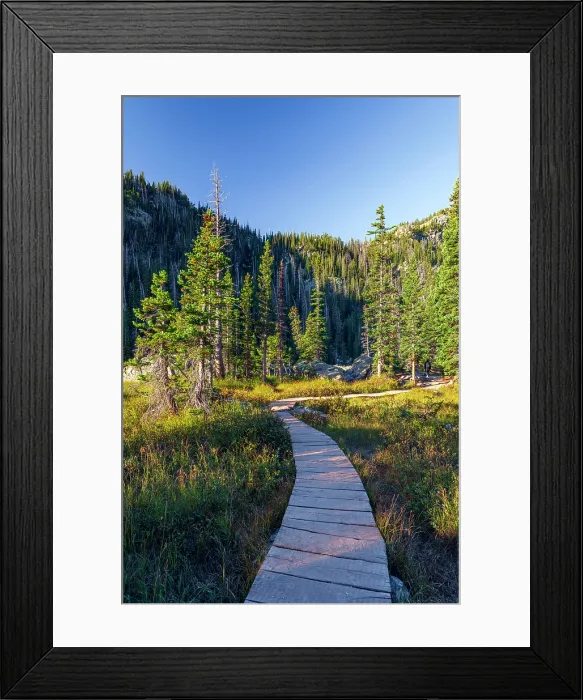 Framed Print : USA, Colorado, Rocky Mountain National Park, Dream Lake boardwalk Framed Print : USA, Colorado, Rocky Mountain National Park, Dream Lake boardwalk