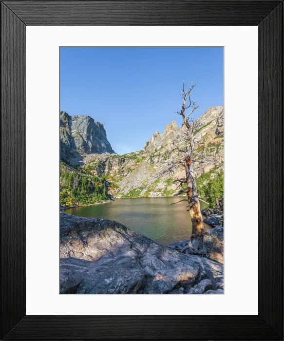 Framed Print : USA, Colorado, Rocky Mountain National Park, Hallet Peak overlooking Emerald Lake Framed Print : USA, Colorado, Rocky Mountain National Park, Hallet Peak overlooking Emerald Lake
