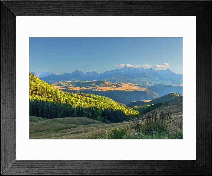 Framed Print : USA, Colorado, Telluride, San Juan Mountains, Sunshine Mountain, Lizard Head, Wilson Peak and Fowler Peak (left to right) from Last Dollar Road Framed Print : USA, Colorado, Telluride, San Juan Mountains, Sunshine Mountain, Lizard Head, Wilson Peak and Fowler Peak (left to right) from Last Dollar Road