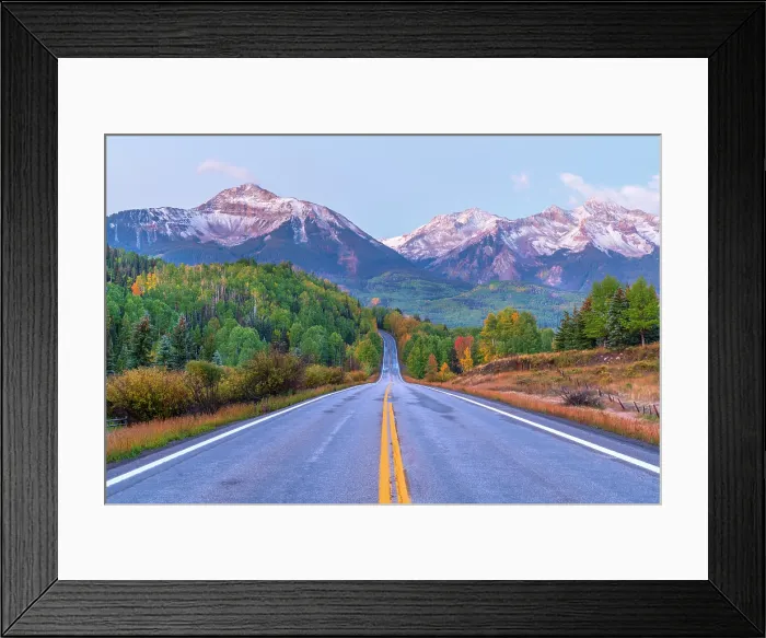 Framed Print : USA, Colorado, Telluride, Highway 145, part of the San Juan Skyway Scenic Byway, Sunshine Mountain, Mount Wilson and Wilson Peak Framed Print : USA, Colorado, Telluride, Highway 145, part of the San Juan Skyway Scenic Byway, Sunshine Mountain, Mount Wilson and Wilson Peak