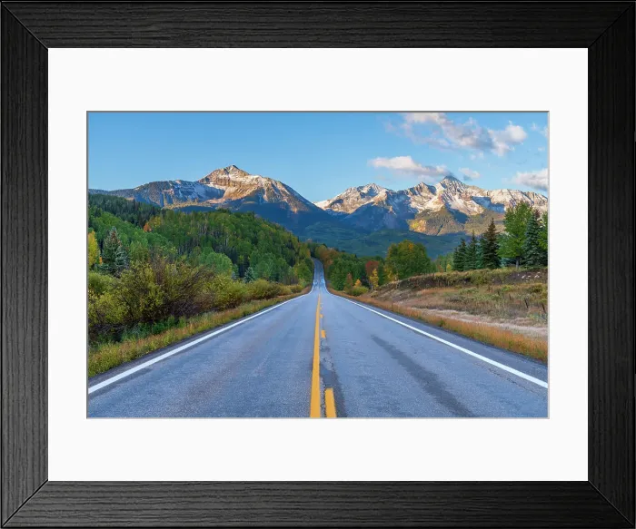 Framed Print : USA, Colorado, Telluride, Highway 145, part of the San Juan Skyway Scenic Byway, Sunshine Mountain, Mount Wilson and Wilson Peak Framed Print : USA, Colorado, Telluride, Highway 145, part of the San Juan Skyway Scenic Byway, Sunshine Mountain, Mount Wilson and Wilson Peak