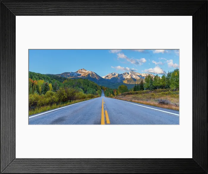 Framed Print : USA, Colorado, Telluride, Highway 145, part of the San Juan Skyway Scenic Byway, Sunshine Mountain, Mount Wilson and Wilson Peak Framed Print : USA, Colorado, Telluride, Highway 145, part of the San Juan Skyway Scenic Byway, Sunshine Mountain, Mount Wilson and Wilson Peak