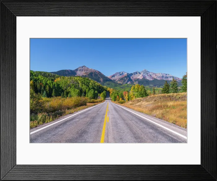 Framed Print : USA, Colorado, Telluride, Highway 145, part of the San Juan Skyway Scenic Byway, Sunshine Mountain, Mount Wilson and Wilson Peak Framed Print : USA, Colorado, Telluride, Highway 145, part of the San Juan Skyway Scenic Byway, Sunshine Mountain, Mount Wilson and Wilson Peak