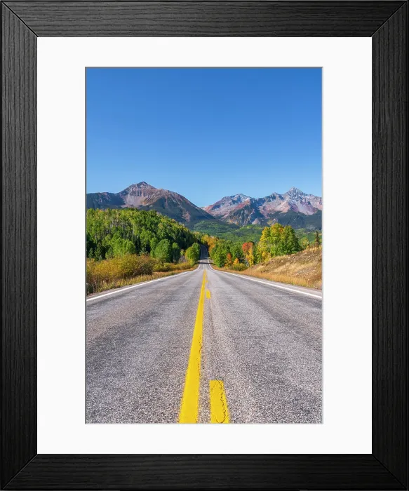 Framed Print : USA, Colorado, Telluride, Highway 145, part of the San Juan Skyway Scenic Byway, Sunshine Mountain, Mount Wilson and Wilson Peak Framed Print : USA, Colorado, Telluride, Highway 145, part of the San Juan Skyway Scenic Byway, Sunshine Mountain, Mount Wilson and Wilson Peak