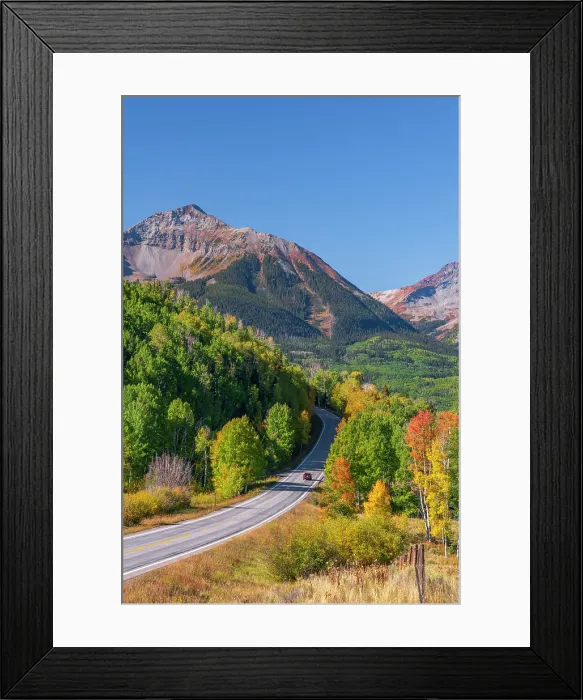Framed Print : USA, Colorado, Telluride, Highway 145, part of the San Juan Skyway Scenic Byway, Sunshine Mountain
