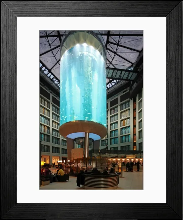 Framed Print : Atrium of the DomAquar e Hotel with a massive aquarium in the middle. Berlin, Germany Framed Print : Atrium of the DomAquar e Hotel with a massive aquarium in the middle. Berlin, Germany