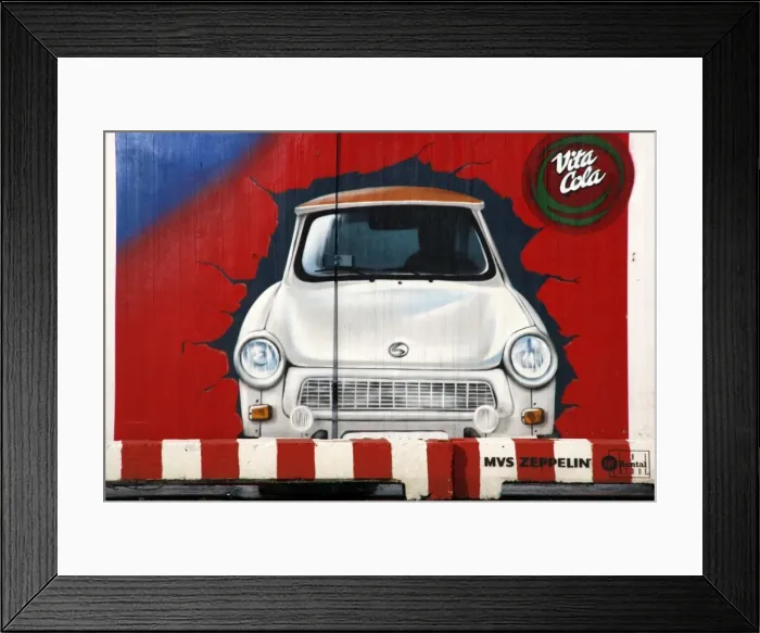 Framed Print : Graffiti in former East Berlin showing the Trabant, the most common East German Car Framed Print : Graffiti in former East Berlin showing the Trabant, the most common East German Car