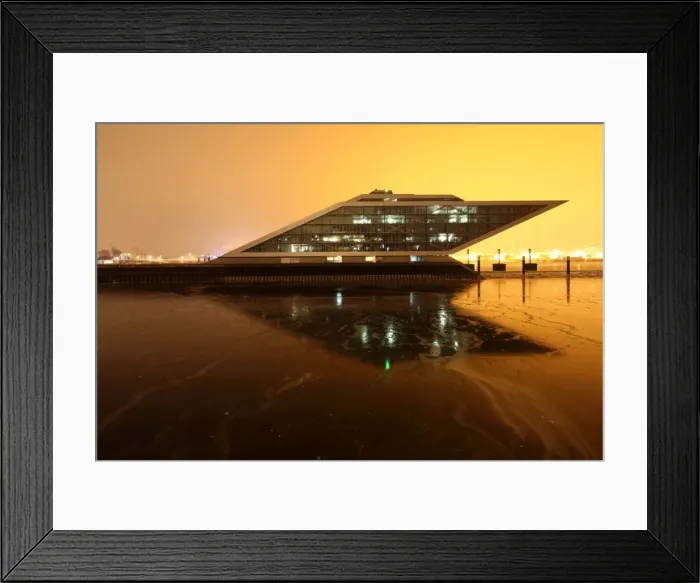 Framed Print : A modern office building in Hamburg on the River Elbe, Germany Framed Print : A modern office building in Hamburg on the River Elbe, Germany