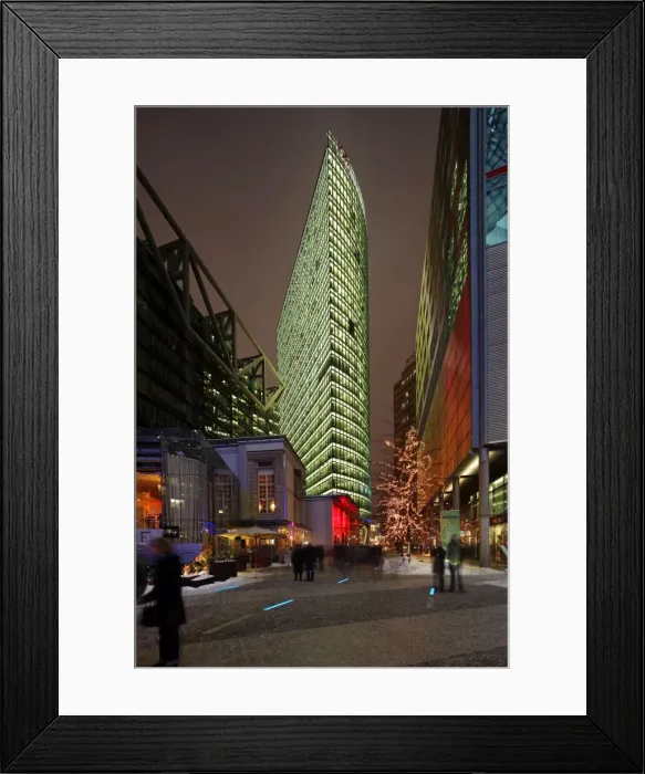 Framed Print : The Bahntower in Berlin, part of the Sony Center at Potsdamer Platz. Germany