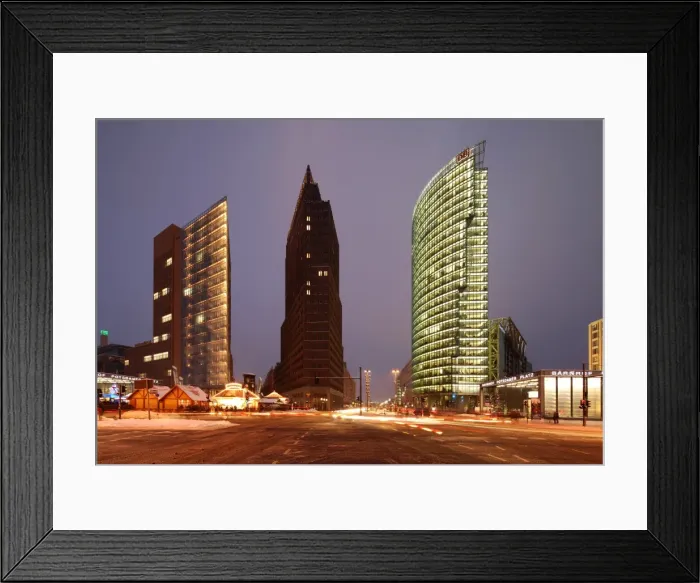 Framed Print : Potsdamer Platz, the new Centre of Berlin in Winter. Germany Framed Print : Potsdamer Platz, the new Centre of Berlin in Winter. Germany