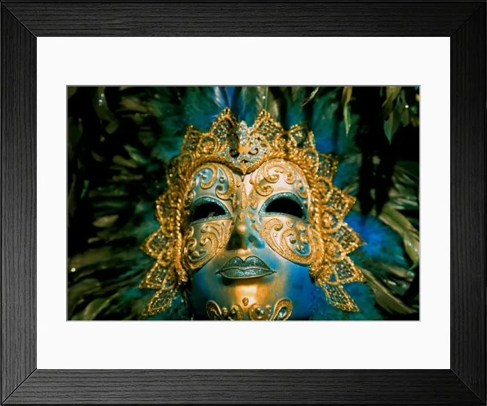Framed Print : Venice, Veneto, Italy; A colourful Venetian Carnival mask Framed Print : Venice, Veneto, Italy; A colourful Venetian Carnival mask