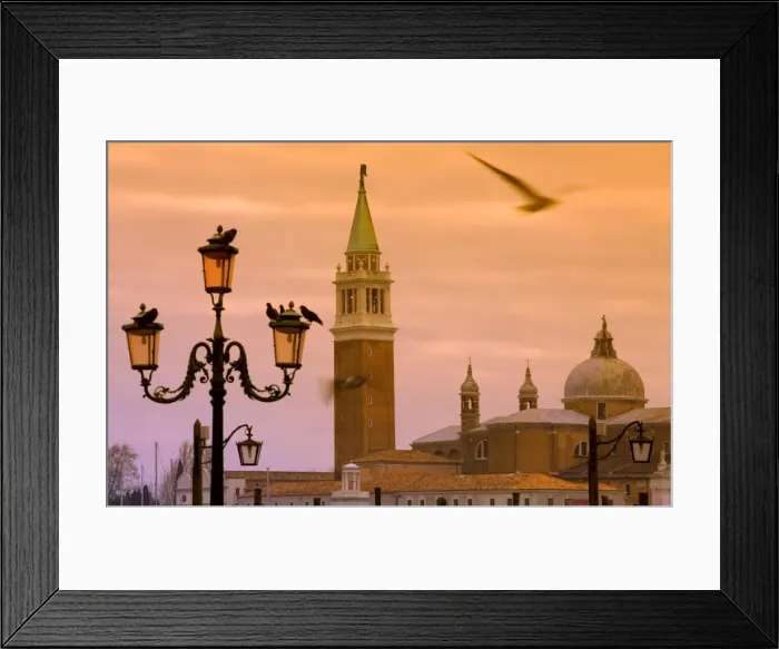 Framed Print : Venice, Veneto, Italy; Along the bacino the San Marco detail of San Giorgio Maggiore in the background Framed Print : Venice, Veneto, Italy; Along the bacino the San Marco detail of San Giorgio Maggiore in the background