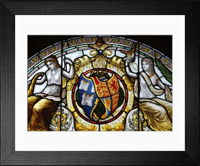 Framed Print : Ireland, Dublin, Kildare Street, The National Library of Ireland, stained glass detail in the grand staircase Framed Print : Ireland, Dublin, Kildare Street, The National Library of Ireland, stained glass detail in the grand staircase