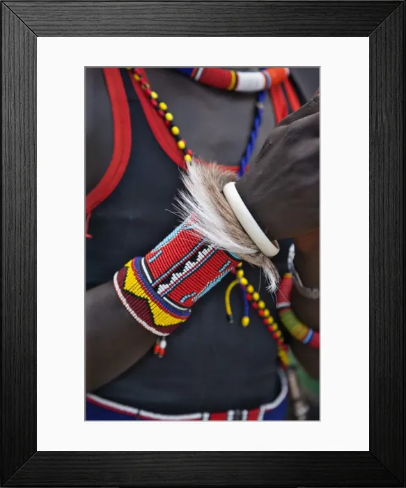 Framed Print : The ornaments of a Pokot warrior including a ring of goat skin which would have been slaughtered for a ceremony. The Pokot are pastoralists speaking a Southern Framed Print : The ornaments of a Pokot warrior including a ring of goat skin which would have been slaughtered for a ceremony. The Pokot are pastoralists speaking a Southern
