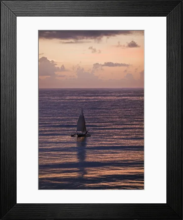 Framed Print : A fisherman sets out from Msambweni, south of Mombasa, in a beautiful dawn sky Framed Print : A fisherman sets out from Msambweni, south of Mombasa, in a beautiful dawn sky