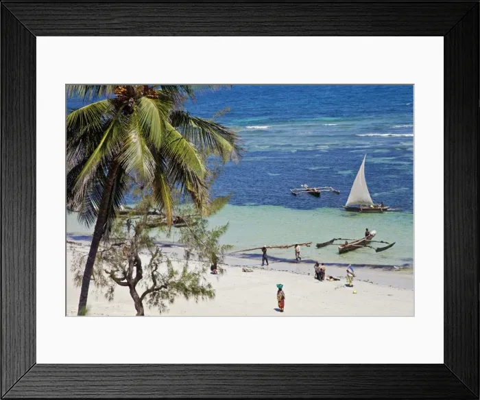 Framed Print : Fishermen bring home their catch at mid-day on the coconut palm-fringed Msambweni beach Framed Print : Fishermen bring home their catch at mid-day on the coconut palm-fringed Msambweni beach