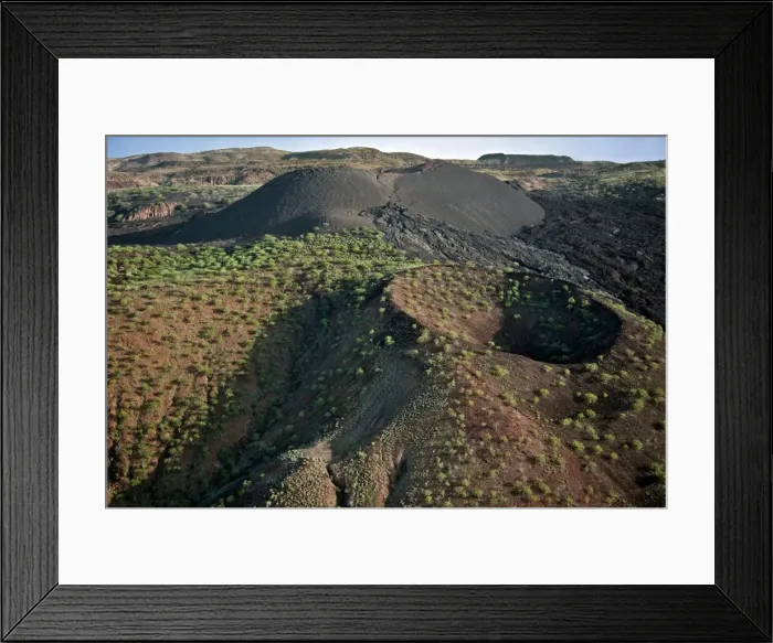 Framed Print : Andrews volcano is one of the numerous volcanic craters dotting the volcanic ridge, known as The Barrier, that separated the Suguta Valley from Lake Turkana several million years ago. The last eruption from a side vent took place just over 100 yea Framed Print : Andrews volcano is one of the numerous volcanic craters dotting the volcanic ridge, known as The Barrier, that separated the Suguta Valley from Lake Turkana several million years ago. The last eruption from a side vent took place just over 100 yea