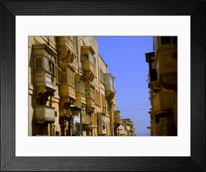 Framed Print : Malta, Valletta, Europe; Traditional Maltese balconies ornate the streets of the capital Valletta Framed Print : Malta, Valletta, Europe; Traditional Maltese balconies ornate the streets of the capital Valletta