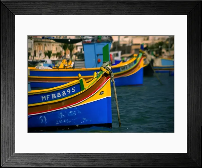 Framed Print : Malta, Europe; Traditional, brightly painted fishing boats known as luzzu Framed Print : Malta, Europe; Traditional, brightly painted fishing boats known as luzzu