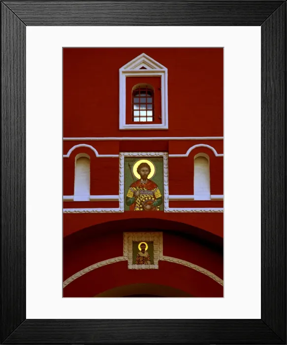 Framed Print : Moscow, Russia; An icon displayed on the Voskresensky Vorota (Resurrection Gate) just upon entering Red Framed Print : Moscow, Russia; An icon displayed on the Voskresensky Vorota (Resurrection Gate) just upon entering Red