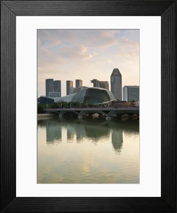 Framed Print : Singapore, Singapore, Esplanade. Esplanade Bridge and the Esplanade - Theatres on the Bay building Framed Print : Singapore, Singapore, Esplanade. Esplanade Bridge and the Esplanade - Theatres on the Bay building