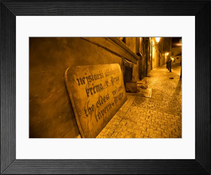 Framed Print : Czech Republic, Prague; Outside one of the oldest taverns of the city