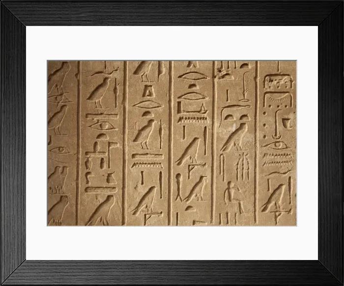 Framed Print : Egypt, Karnak. Hieroglyphics on one of many decorated blocks at Karnak