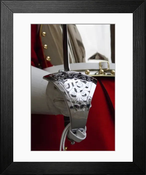 Framed Print : England, London. A Guardsman in the Household Cavalry holding a Ceremonial Sword Framed Print : England, London. A Guardsman in the Household Cavalry holding a Ceremonial Sword