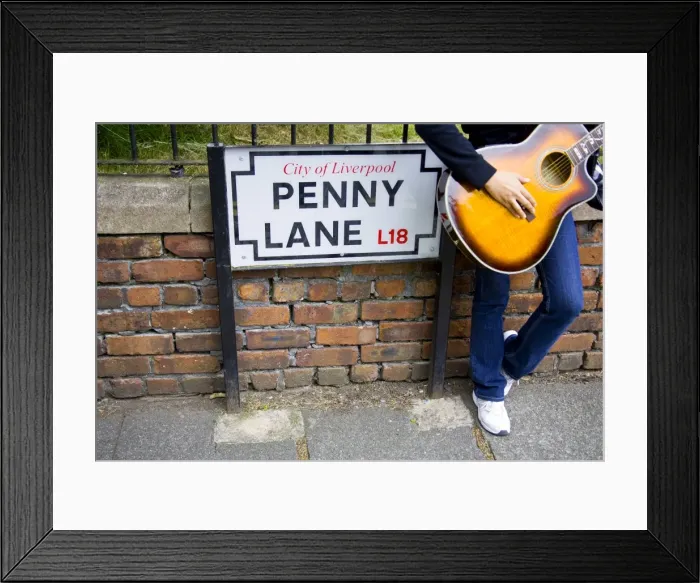 Framed Print : England, Liverpool, Penny Lane, immortalized by Paul McCartney Framed Print : England, Liverpool, Penny Lane, immortalized by Paul McCartney