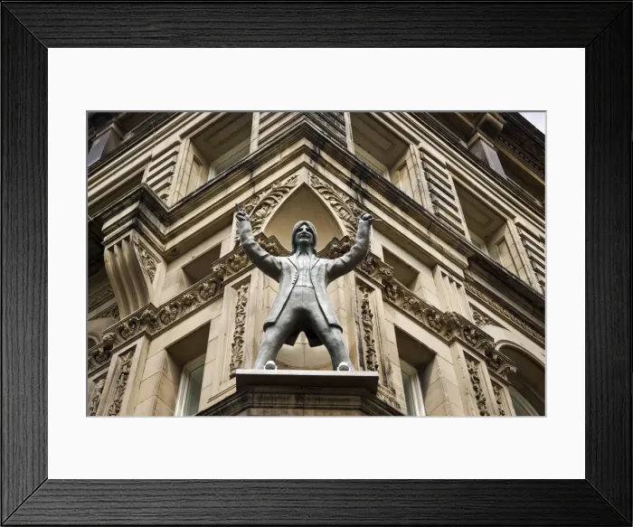 Framed Print : England, Liverpool, North John Street, The Hard Days Night Hotel, with George Harrison statue Framed Print : England, Liverpool, North John Street, The Hard Days Night Hotel, with George Harrison statue