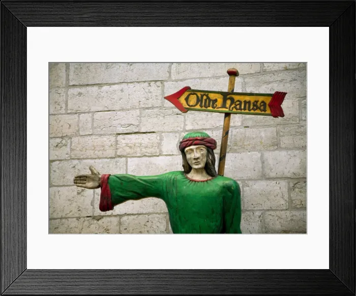 Framed Print : Tallin, Estonia; A sign showing the way to Olde Hansa, one of the medieval taverns still open in Framed Print : Tallin, Estonia; A sign showing the way to Olde Hansa, one of the medieval taverns still open in