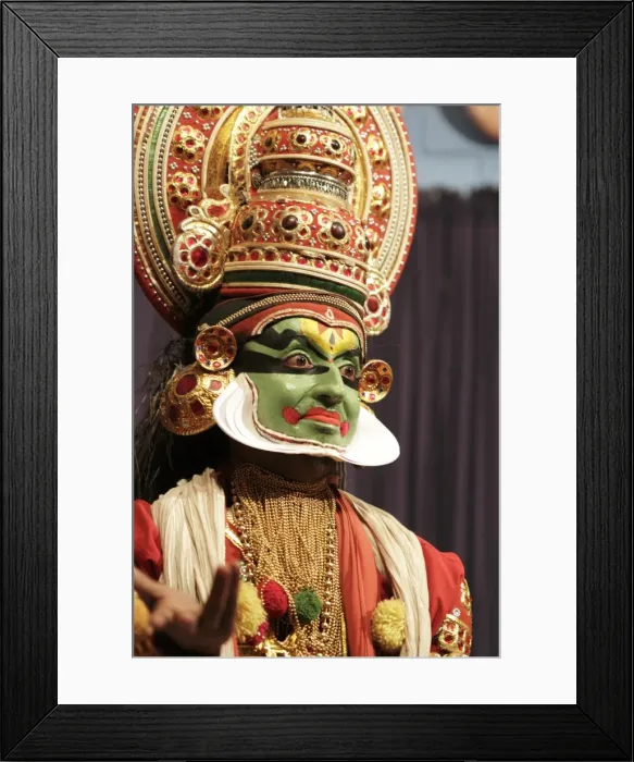 Framed Print : India, South India, Kerala. Kathakali actor-dancer (paccha) performing a traditional show in Cochin Framed Print : India, South India, Kerala. Kathakali actor-dancer (paccha) performing a traditional show in Cochin