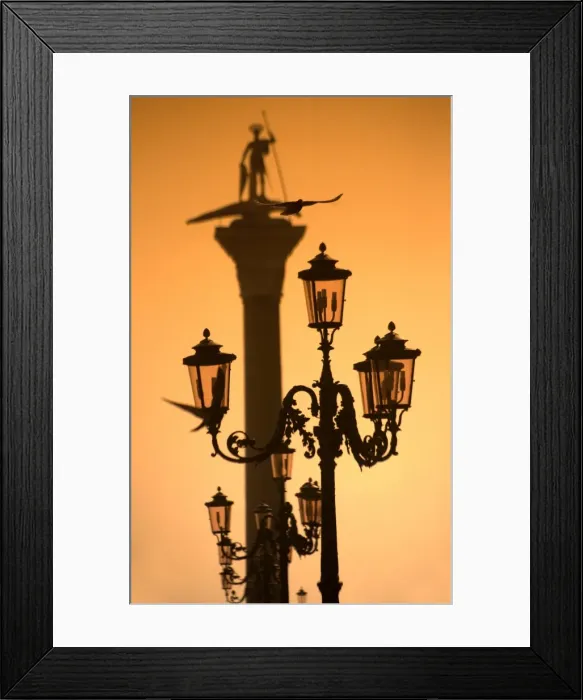 Framed Print : Italy, Veneto, Venice; From Piazza San Marco towards Bacino San Marco, the statue of St Framed Print : Italy, Veneto, Venice; From Piazza San Marco towards Bacino San Marco, the statue of St