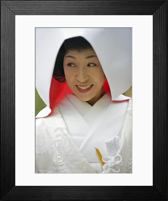 Framed Print : Asia, Japan. Kyoto, Kamigamo Jinja shrine, woman in bridal gown Framed Print : Asia, Japan. Kyoto, Kamigamo Jinja shrine, woman in bridal gown