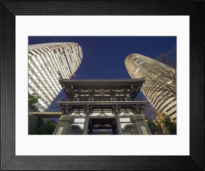 Framed Print : Asia, Japan, Tokyo, temple and skyscrapers Framed Print : Asia, Japan, Tokyo, temple and skyscrapers